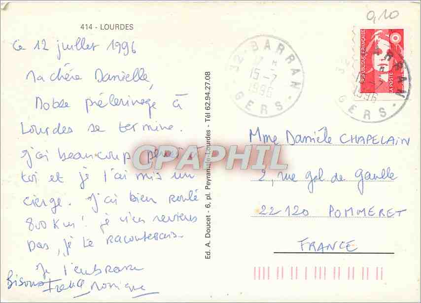 CPM Lourdes — Verso