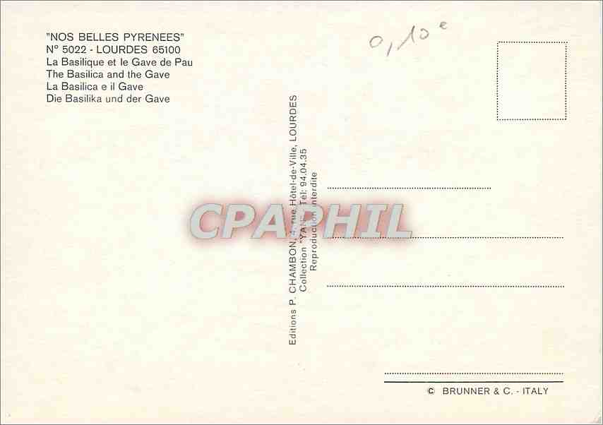 CPM Lourdes Lourdes la Basilique et la Gave de Pau — Rückseite