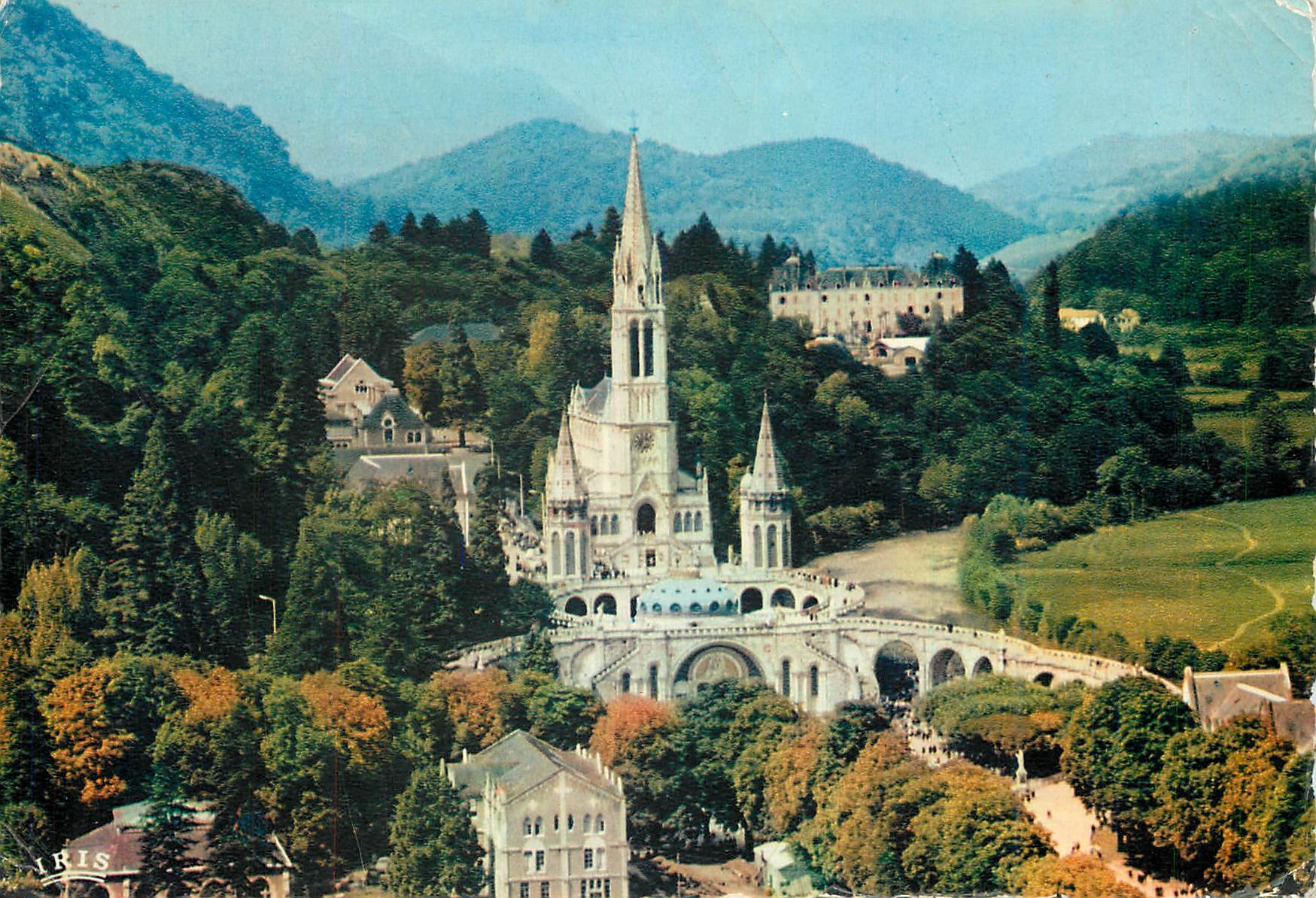 CPM Lourdes (Hautes Pyrenees) La Basilique vue du Chateau Fort