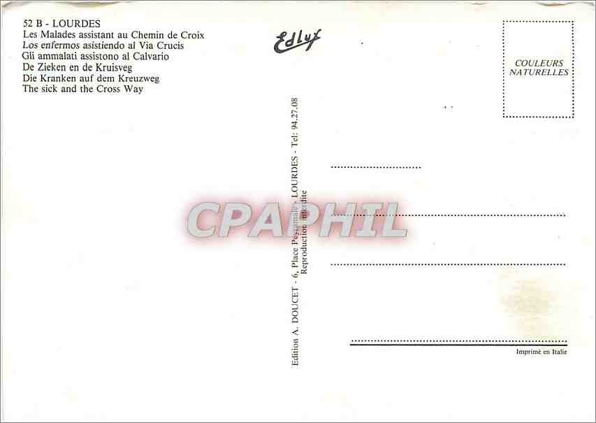 CPM Lourdes (H P) les Malades assistant au CHemin de Croix — Verso