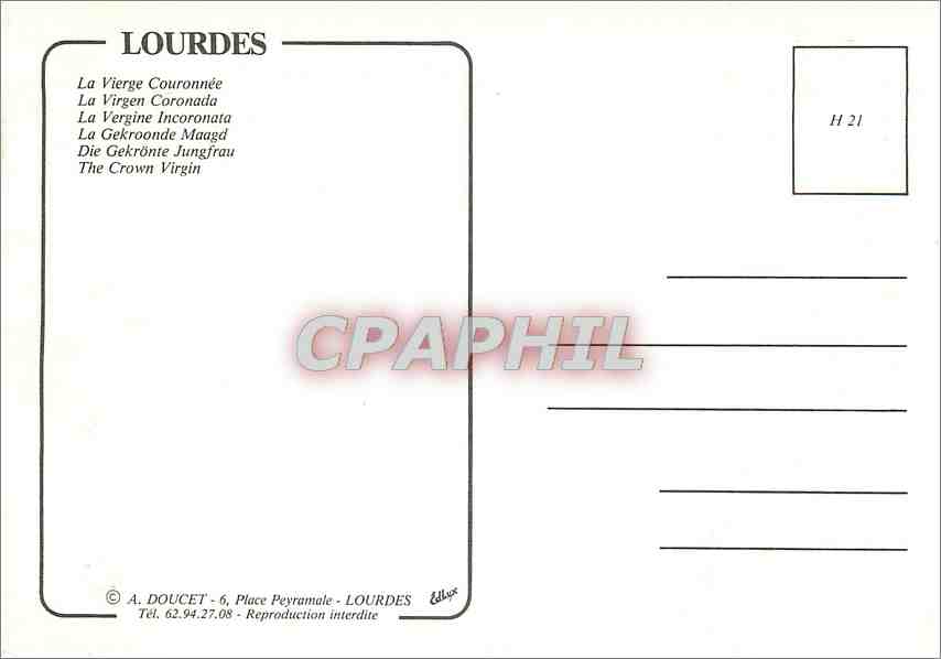 CPM Lourdes (H P) La Vierge Couronnee — Verso