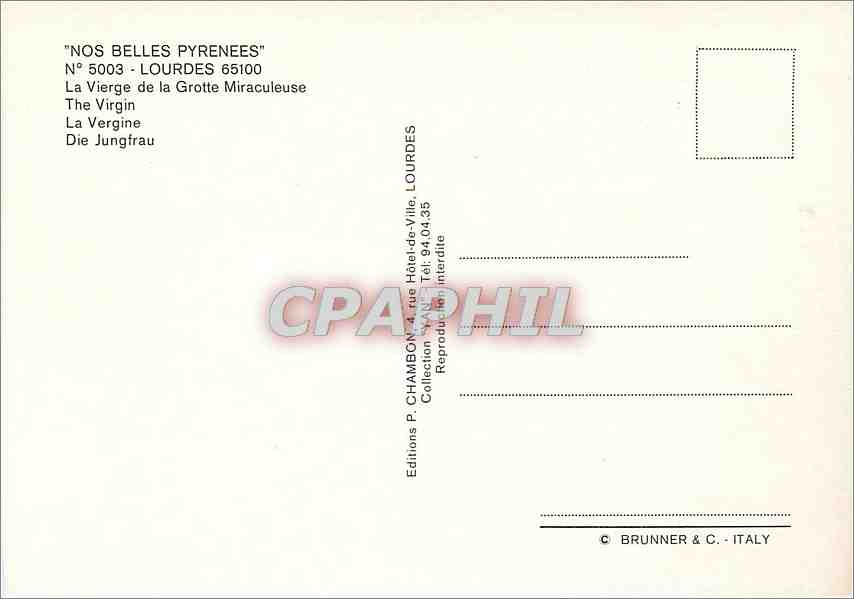 CPM Lourdes (H P) la Vierge de la Grotte Miraculeuse — Rückseite