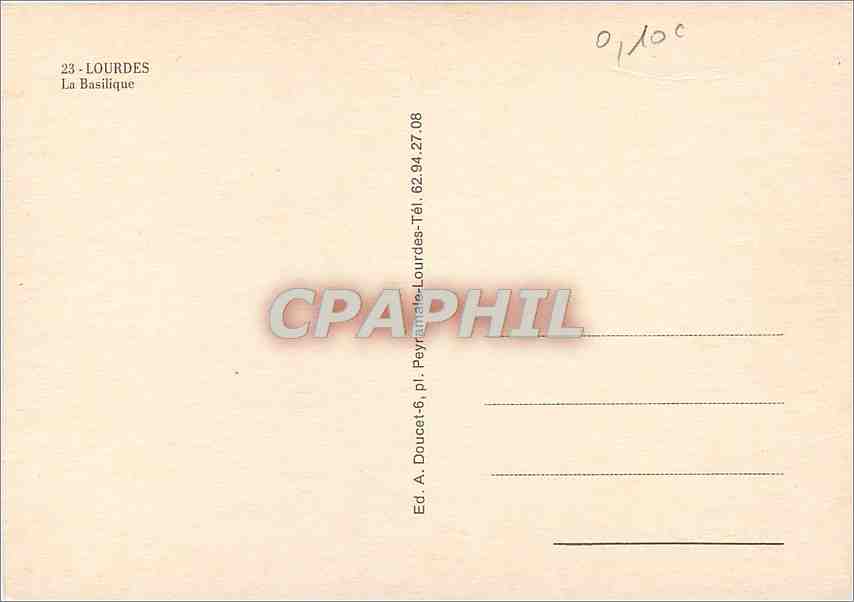 CPM Lourdes (H P) La Basilique — Verso