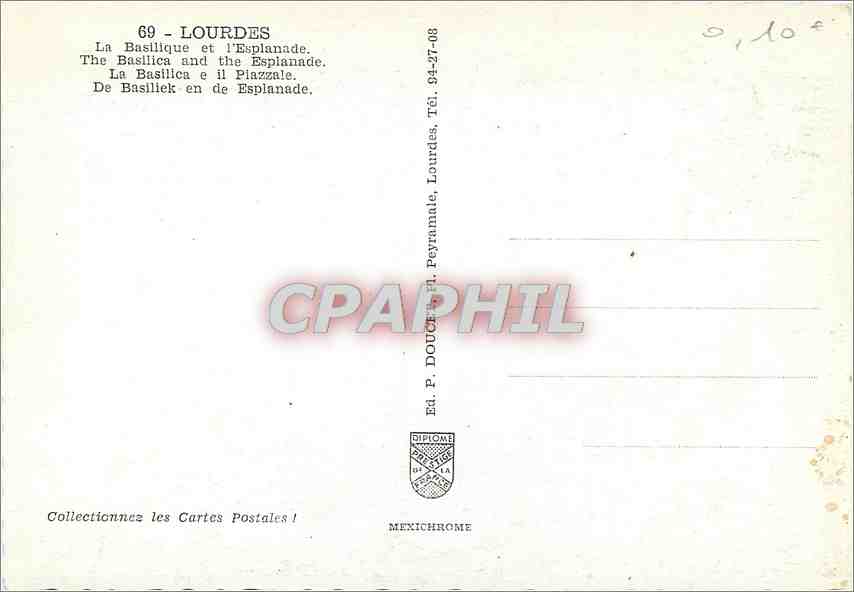 CPM Lourdes (H P) la Basilique et l'Esplanade — Verso