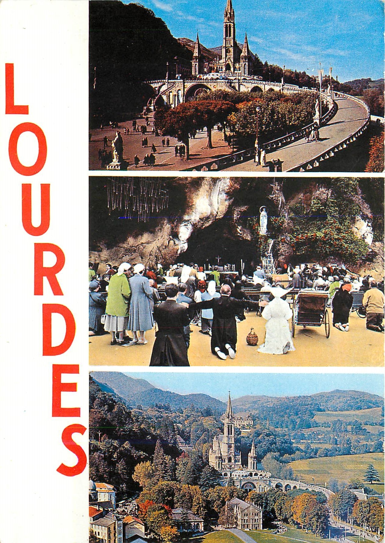 CPM Lourdes (H P) de Haut en bas l'Esplanade et la Basilique la Grotte