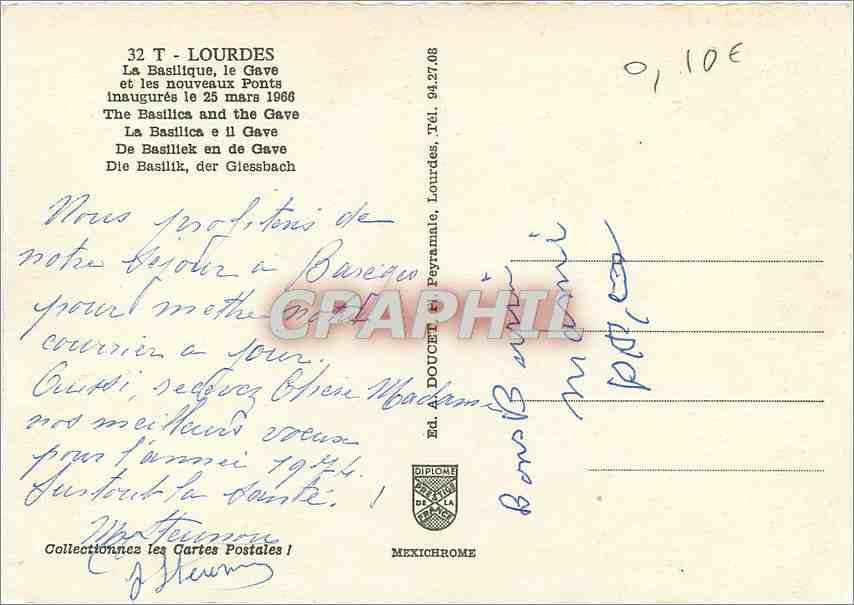 CPM Lourdes (H P) La Basilique le gave et les nouveaux Ponts — Verso