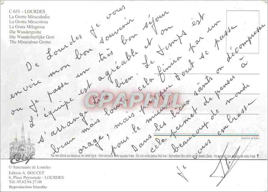 CPM Lourdes (H P) La Grotte Miraculeuse — Verso