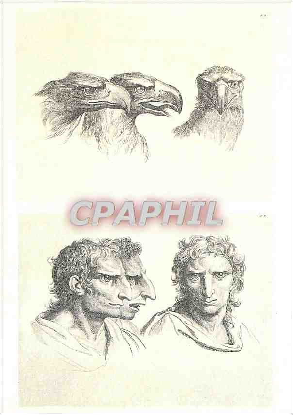 CPM Andre Legrand Trois tetes d'aigle et trois tets d'hommes en relation avec l'aigle 