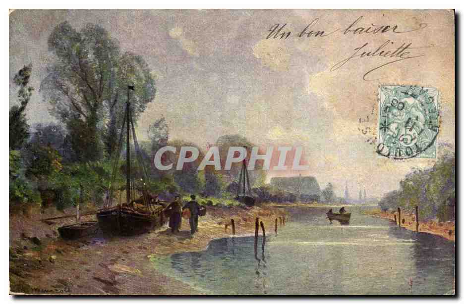 CPA FAntaisie Tableau Bateau