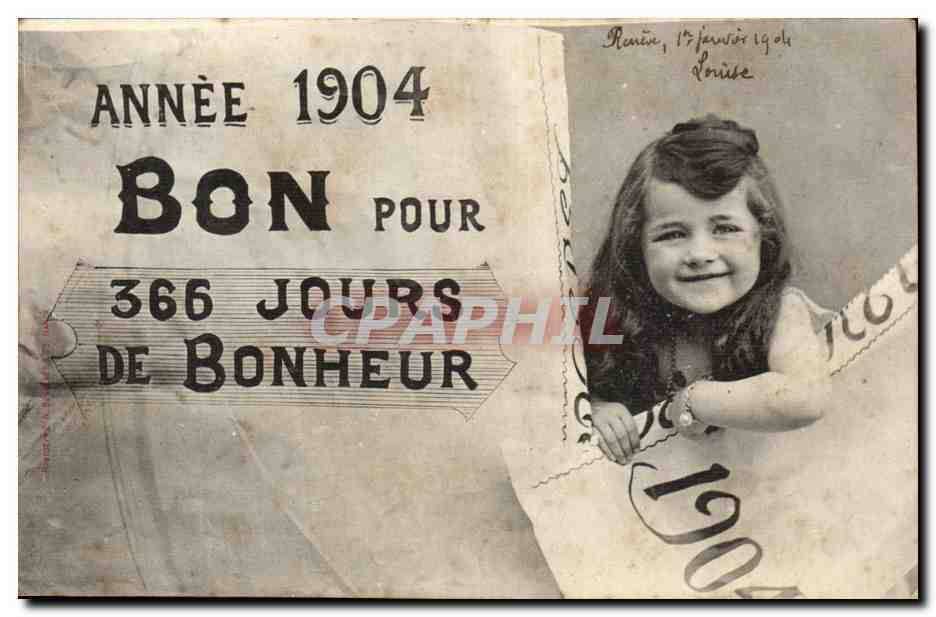 CPA Fantaisie Enfant Annee 1904 Bon pour 365 jours de bonheur