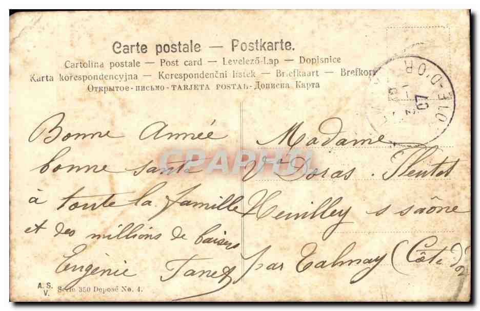 Bouquet de gui et de trèfle — femme en portrait — éditeur A.S. Série 350 — Reverso