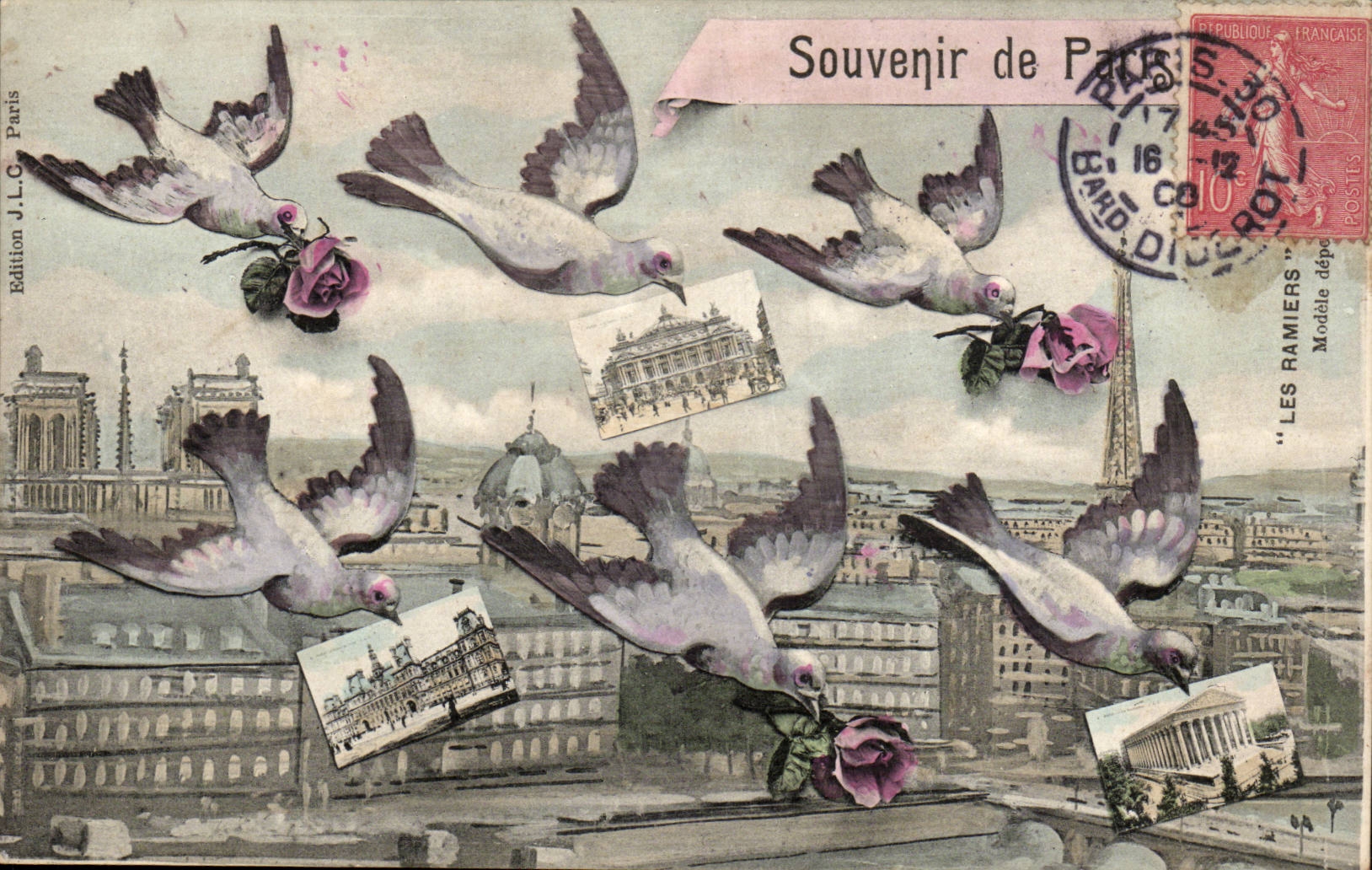 CPA Fantaisie Souvenir de Paris (Tour Eiffel Notre DAme)