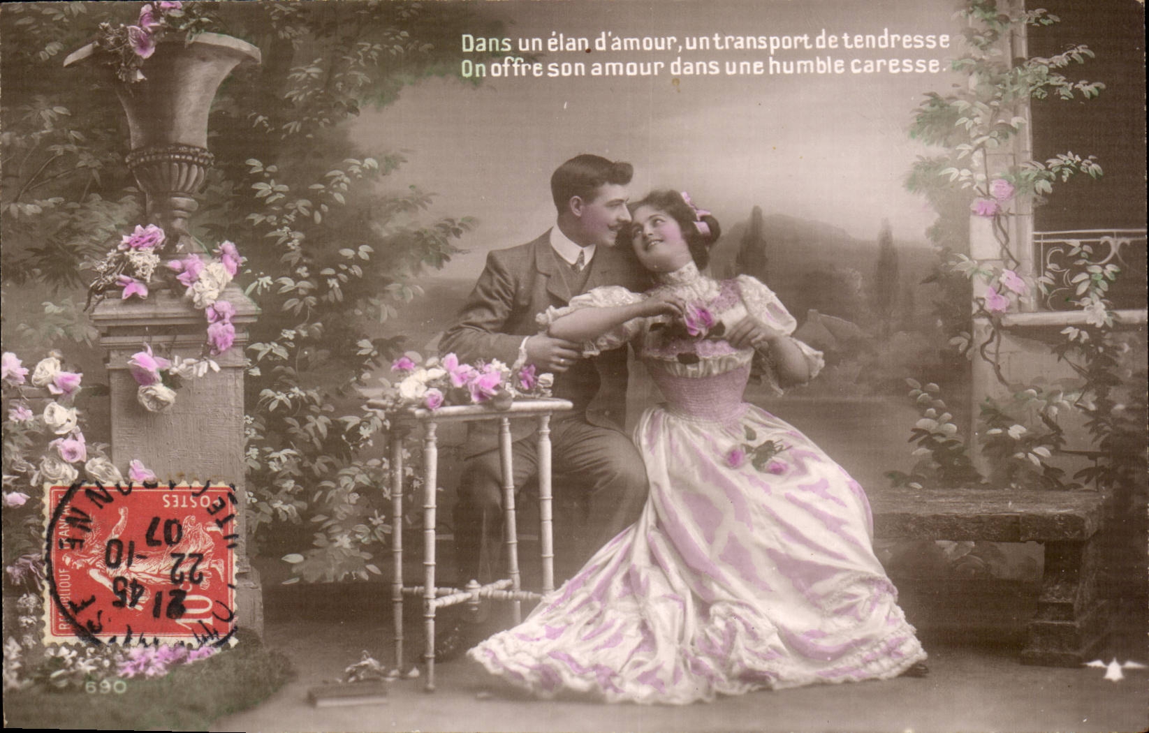 Couple amoureux — scène romantique — éditeur non identifié, n° de série non visible