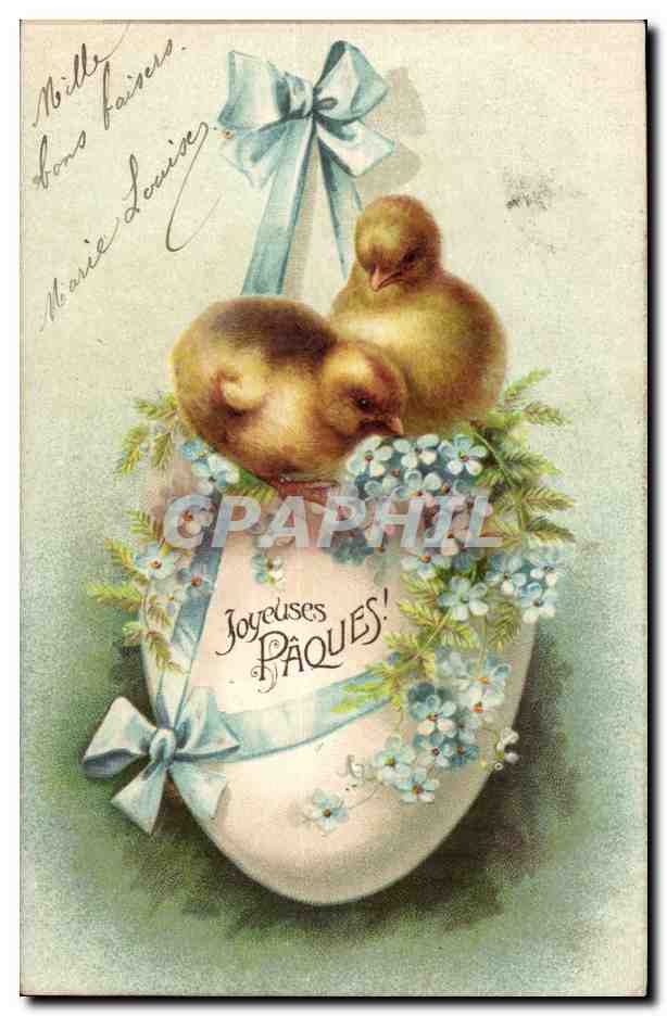CPA Fantaisie Joyeuses Paques Poussins