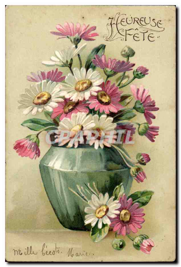 CPA Fantaisie Fleurs (en relief)