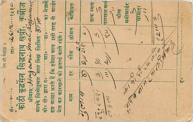 Inde India Entier Postal Stationary  — Verso