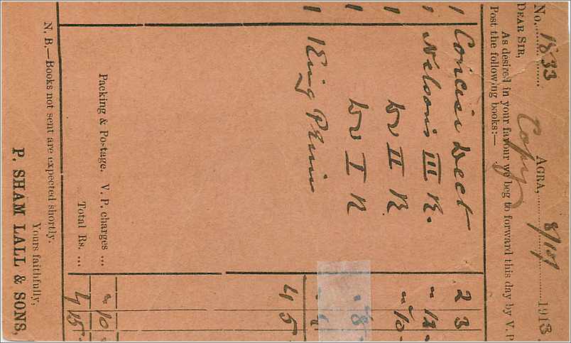 Inde India  Entier Postal Stationary  — Verso
