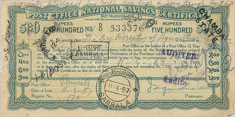 Inde India  National Savings Certificate Chamba State