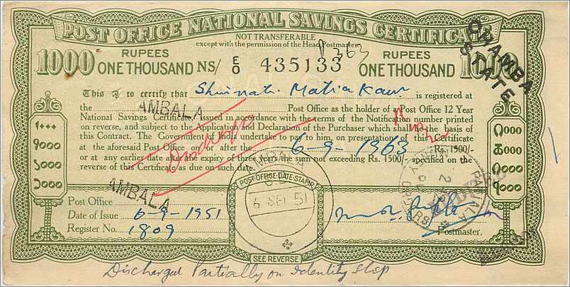Inde India  National Savings Certificate Chamba State