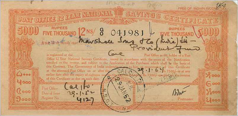 Inde India  National Savings Certificate Chamba State — Rückseite