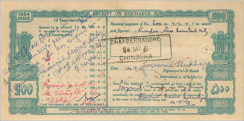 Inde India  National Savings Certificate Chamba State