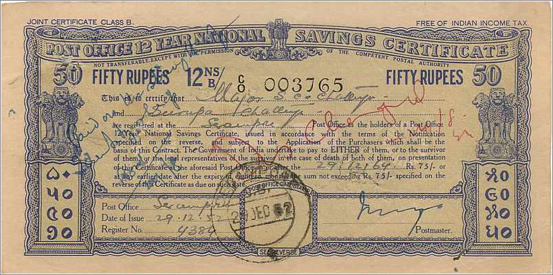 Inde India  National Savings Certificate Chamba State — Rückseite