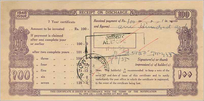 Inde India  National Savings Certificate Chamba State