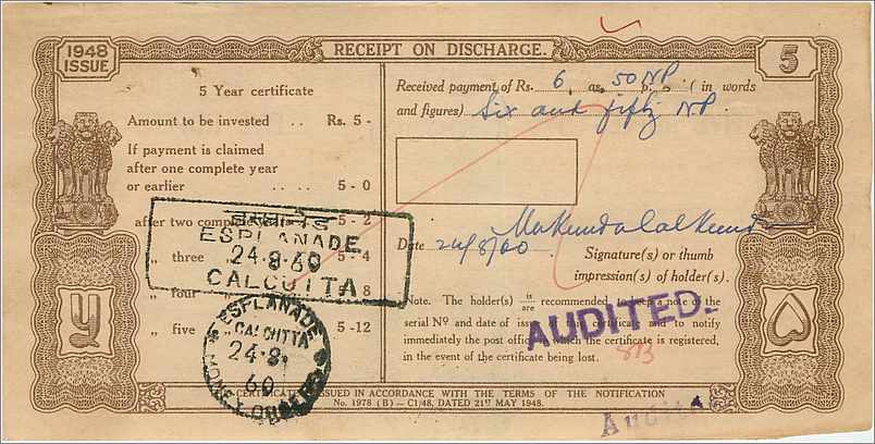 Inde India  National Savings Certificate Chamba State
