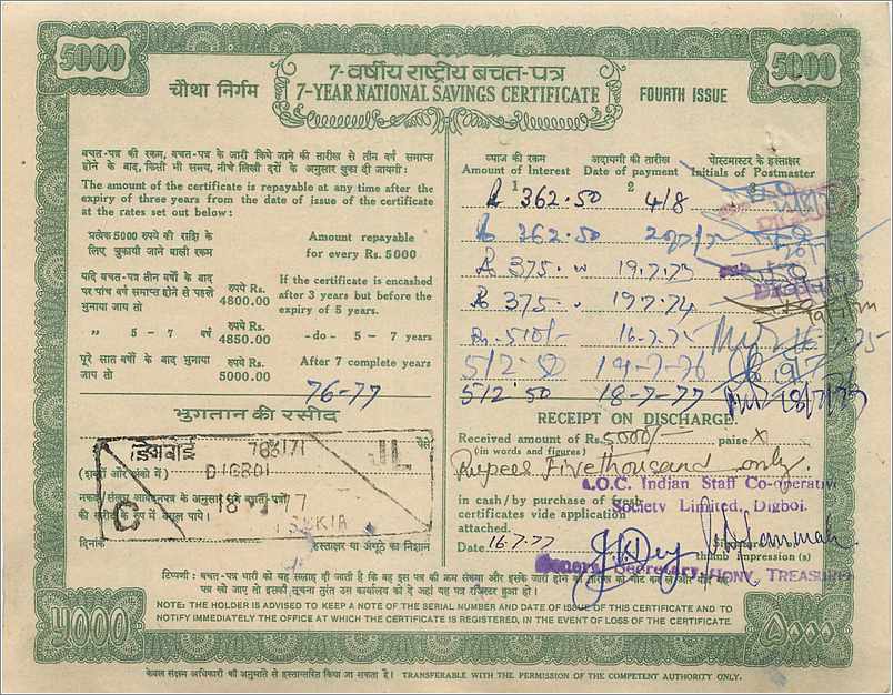 Inde India  National Savings Certificate 