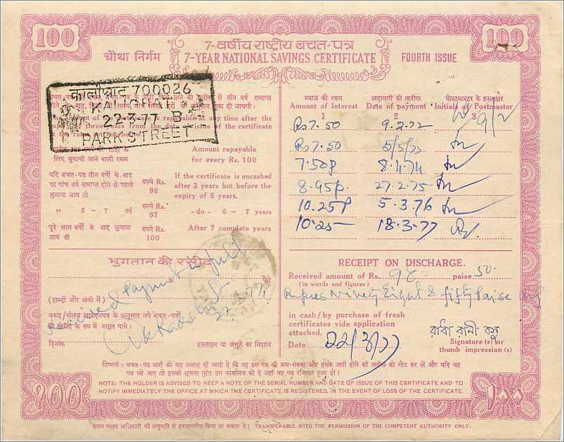 Inde India  National Savings Certificate 