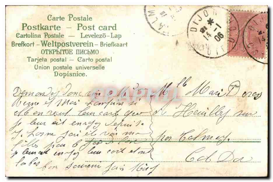 CPA Fantaisie Je pense a vous — Rückseite