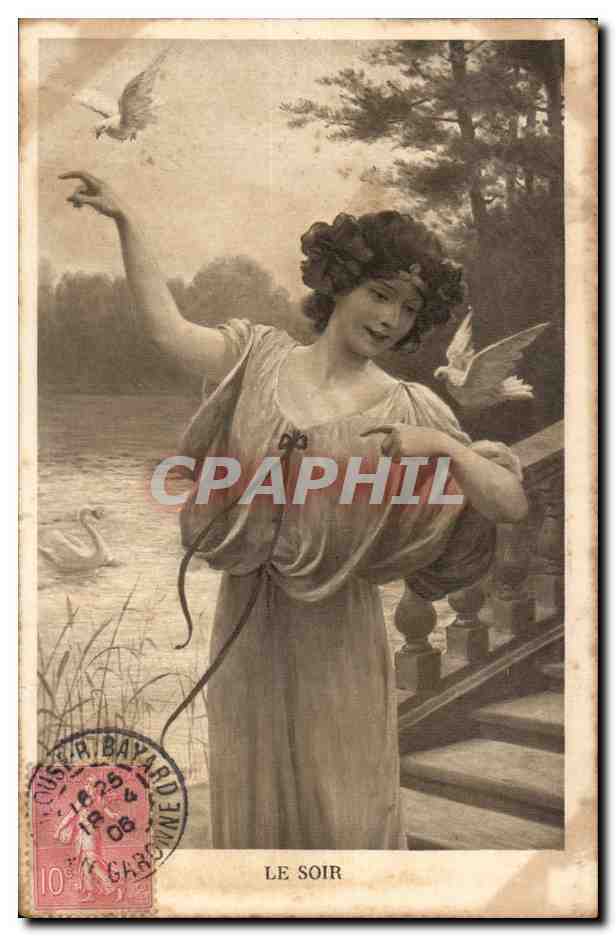 CPA Fantaisie Femme le soir