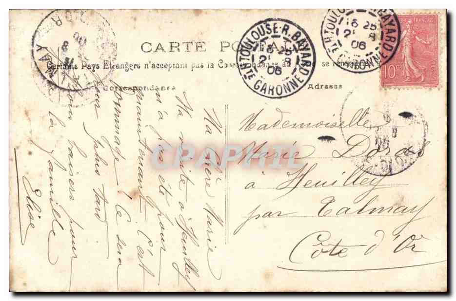 Un couple en scène sentimentale — buste de femme et bouquet de fleurs — B.C.I. n° 513 — Verso