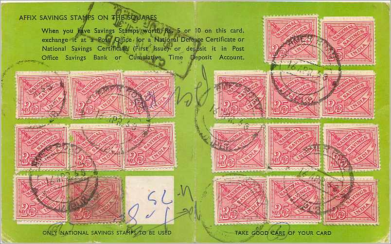 Inde India National Savings Card Enfant Fleurs — Back