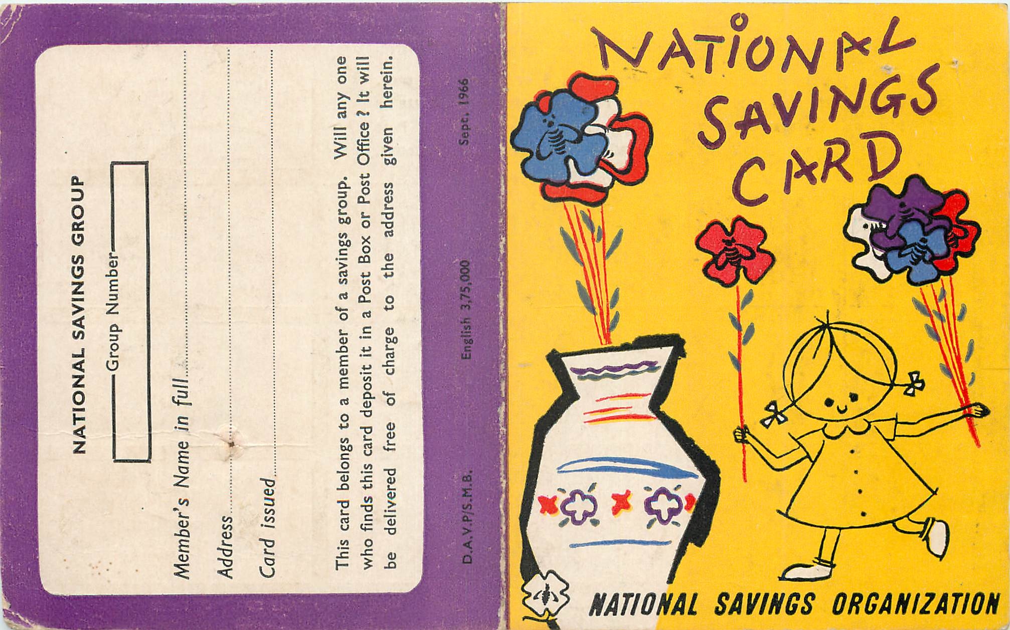 Inde India National Savings Card Enfant Fleurs