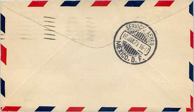 Lettre Cover Etats-Unis First Flight Brownsville Mexico 1929 — Verso