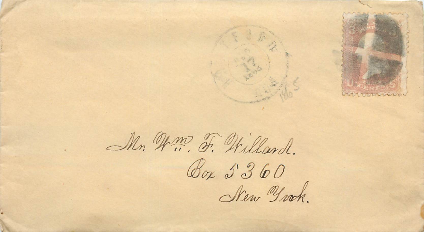 Lettre Cover Etats-Unis 1865 to New York