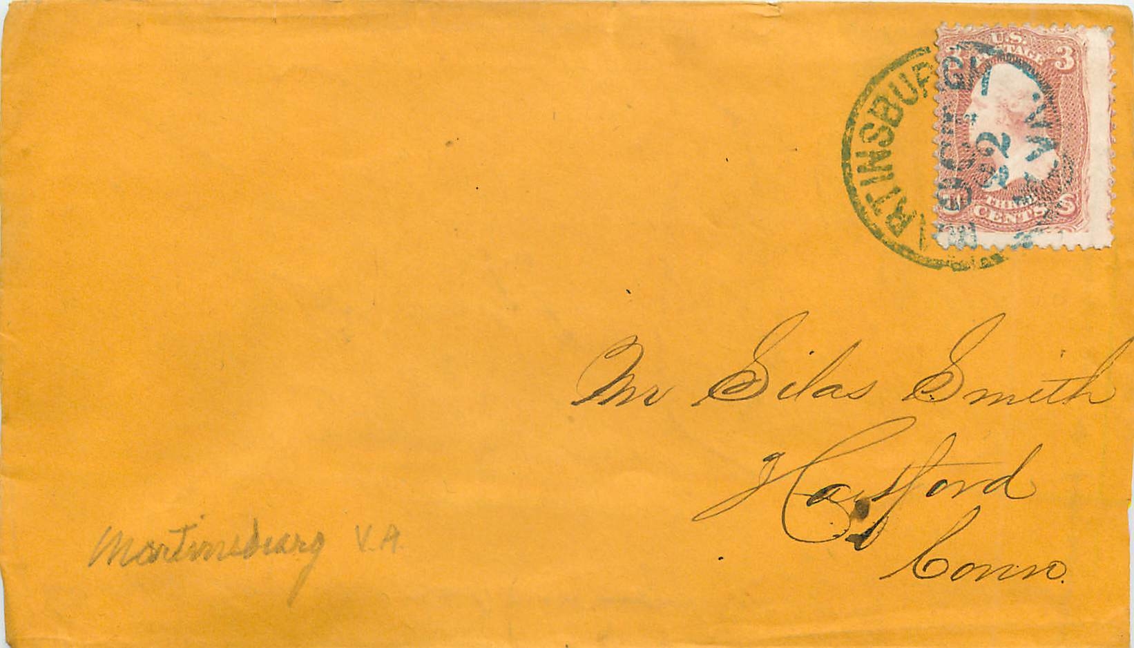 Lettre Cover Etats-Unis 3c Martinsburgh