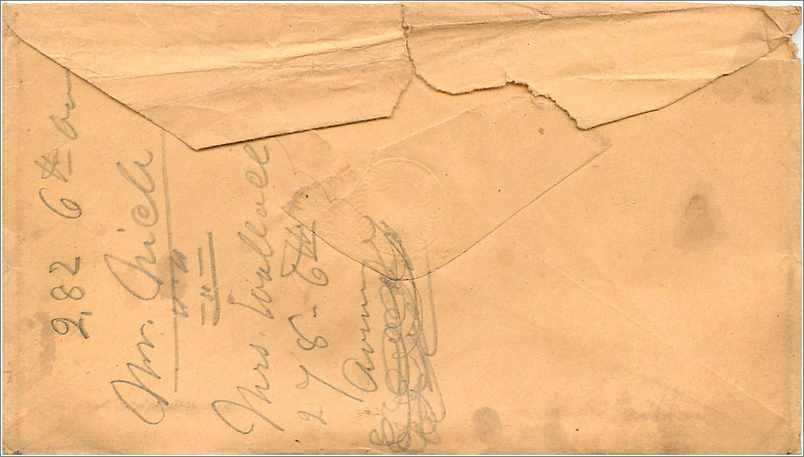 Lettre Cover Etats-Unis  — Verso