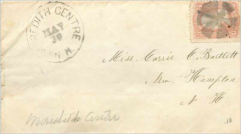 Miss Carrie C. Bartlett — South Centre, N.M. — timbre 10 cents