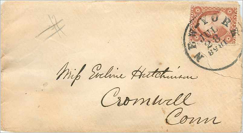 Lettre Cover Etats-Unis 3c New York to Cromwill