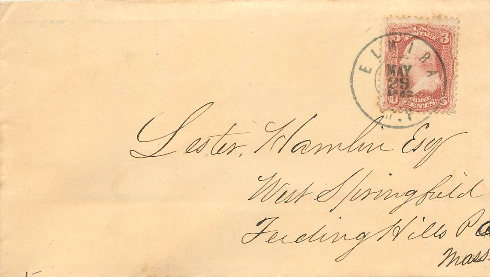 Lettre Cover Etats-Unis 3c Elmira