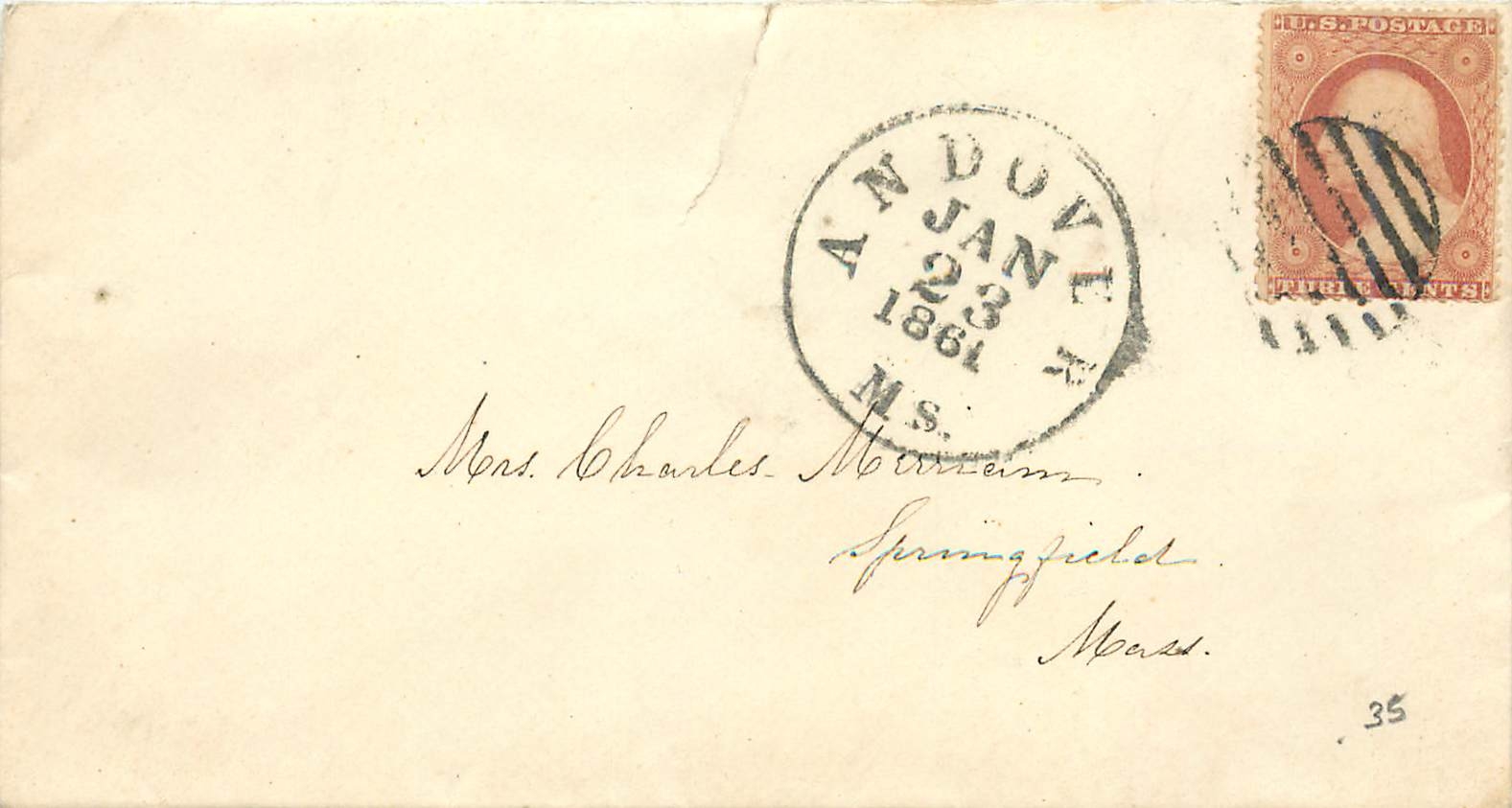Lettre Cover Etats-Unis 3c Andover