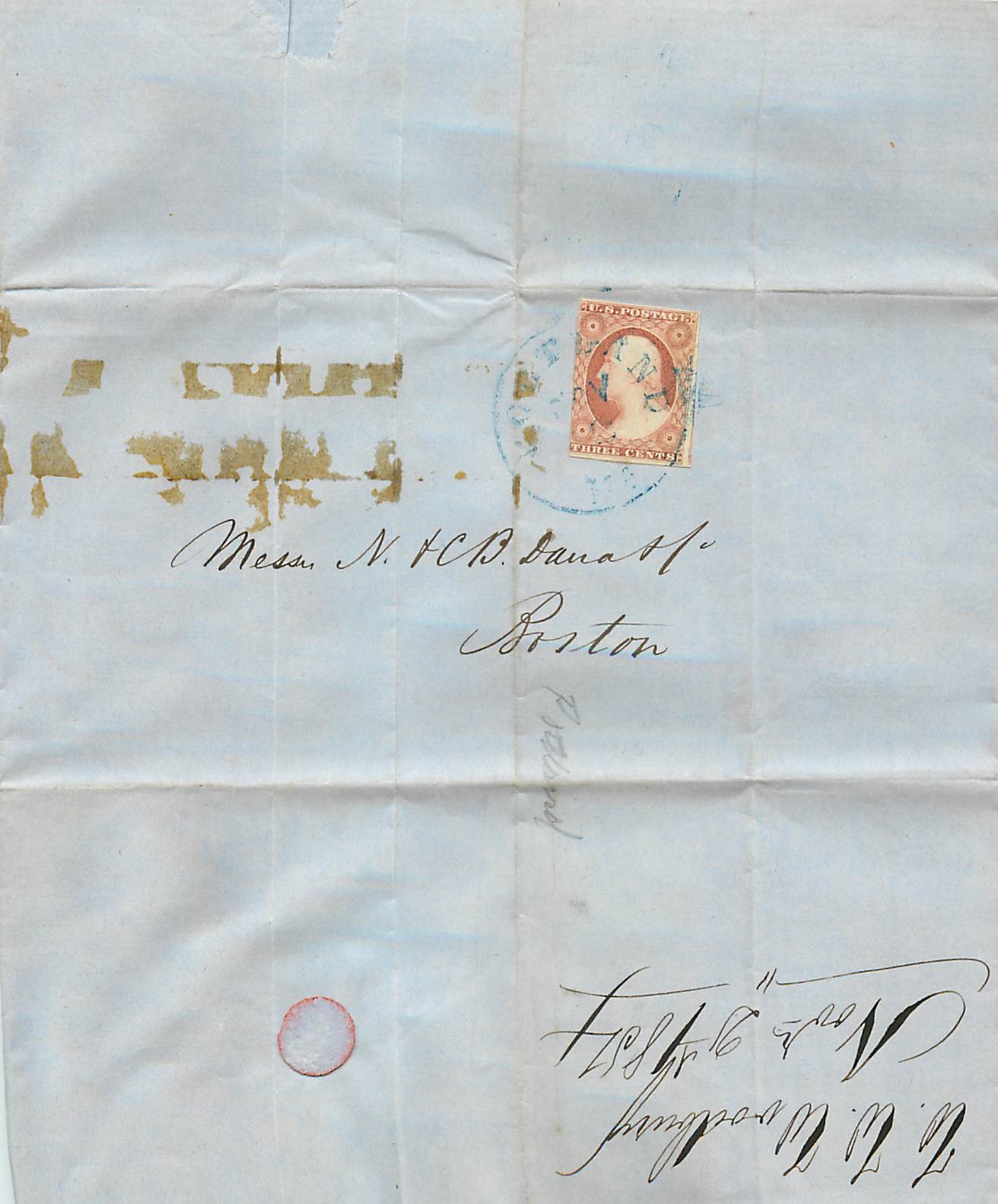 Lettre Cover Etats-Unis 3c to Boston