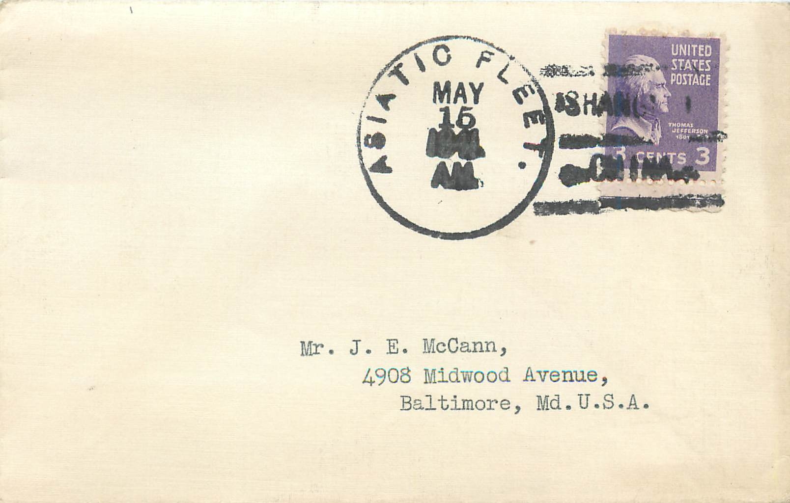 Lettre Cover Etats-Unis Asiatic Fleet 1941 Shanghai China Chine Militaria