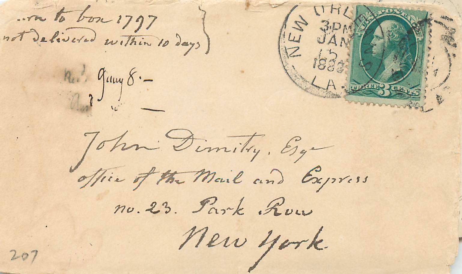Lettre Cover Etats-Unis 3c New Orleans 1883
