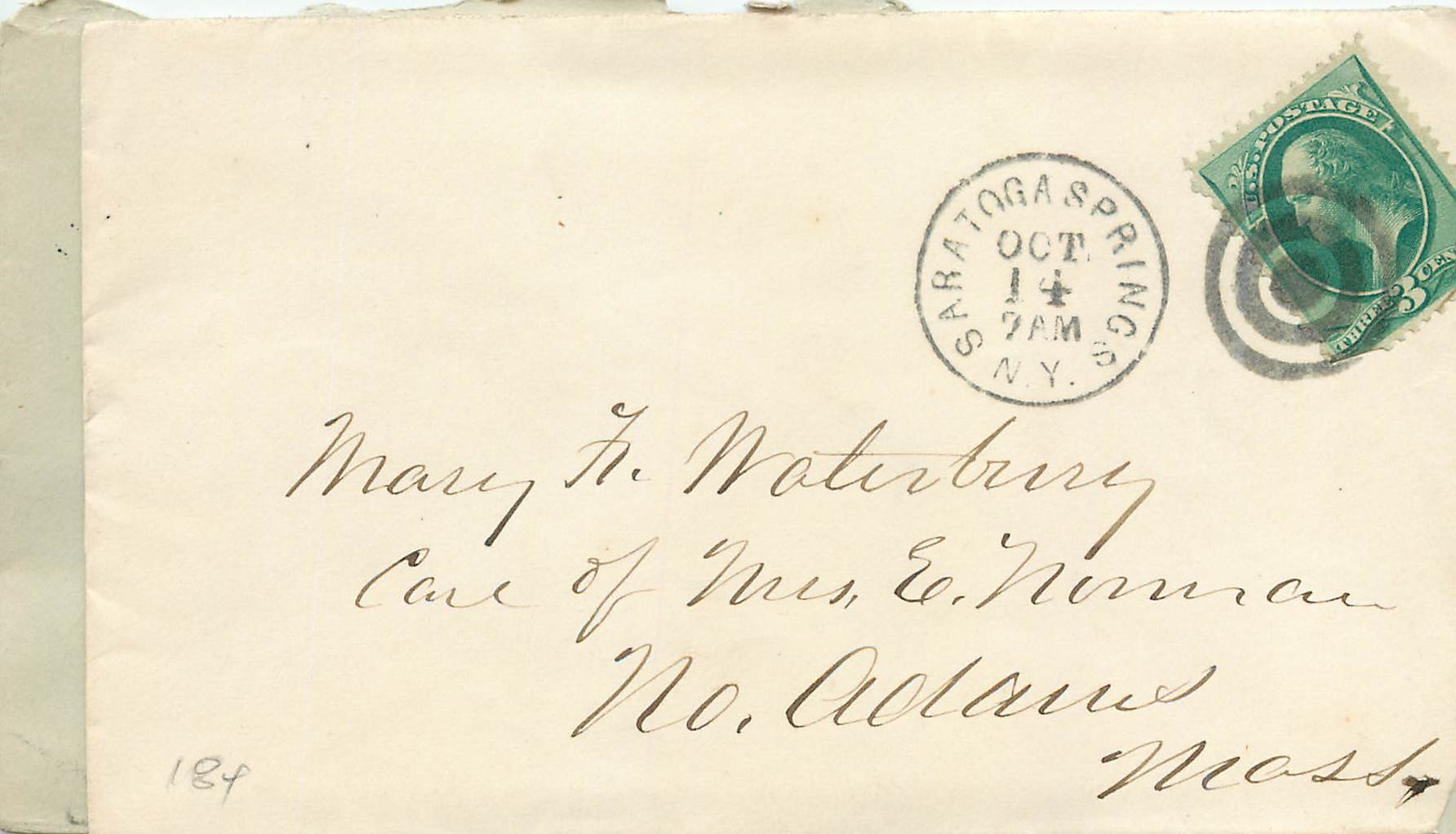 Lettre Cover Etats-Unis 3c Sarratoga