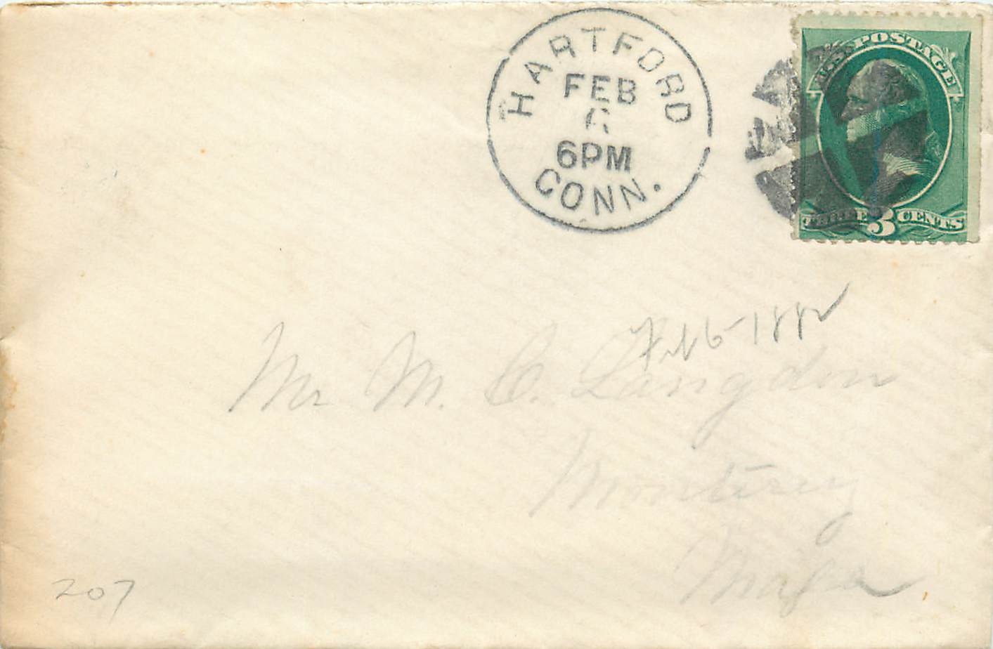 Lettre Cover Etats-Unis Colchester 3c