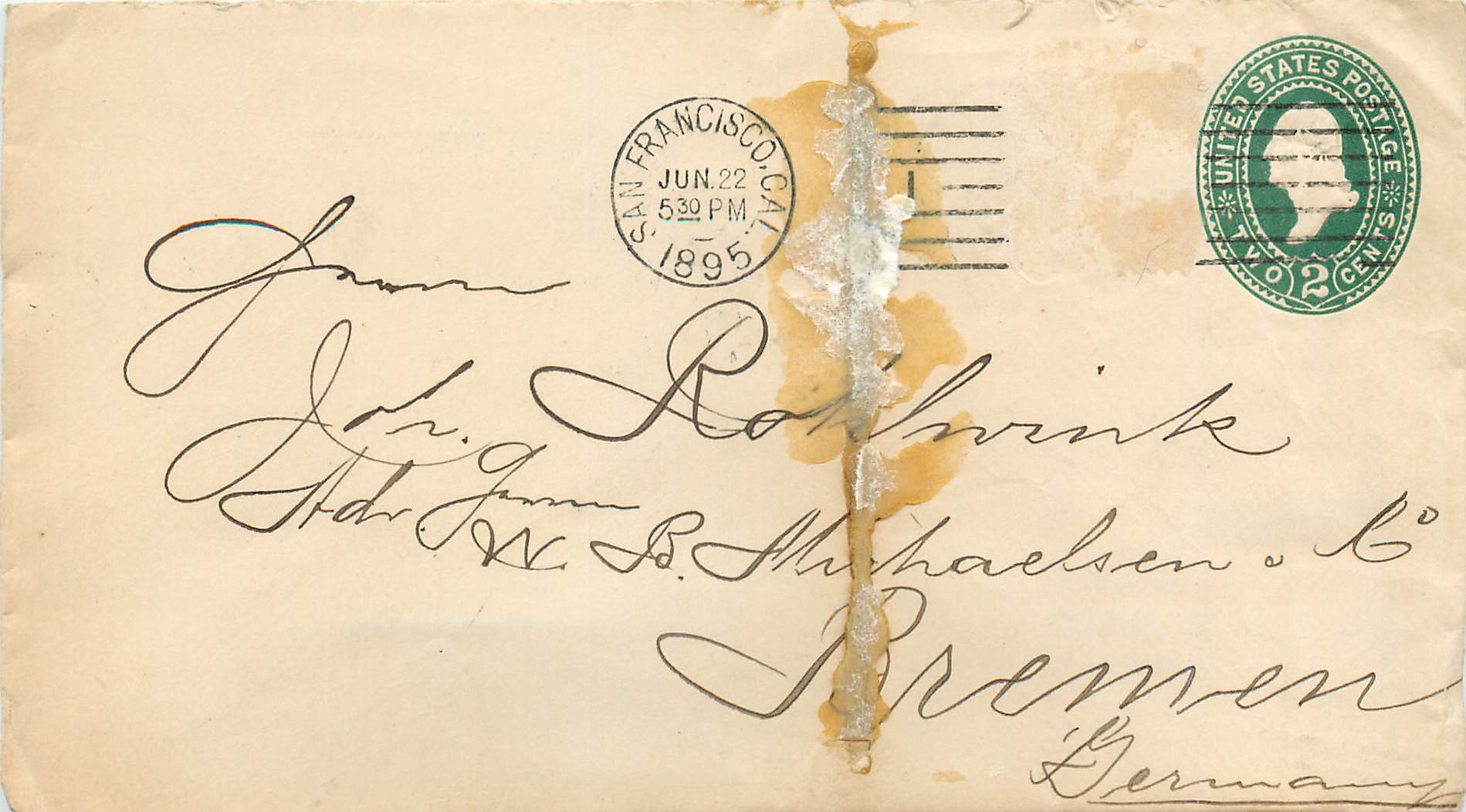 Lettre Cover Etats-Unis Stationary San Francisco Back Tillman and Bendel Tobacco Tabac