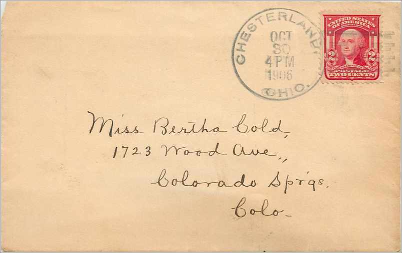 Lettre Cover Etats-Unis 2c Chesterland 1906